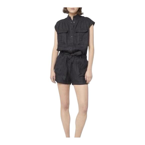 $499 Frame Women's Black Patch Pocket Short Sleeve Romper Small - Picture 8 of 8